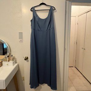 Light Blue Formal Cocktail Dress Gown with Pockets Wedding Spring Summer